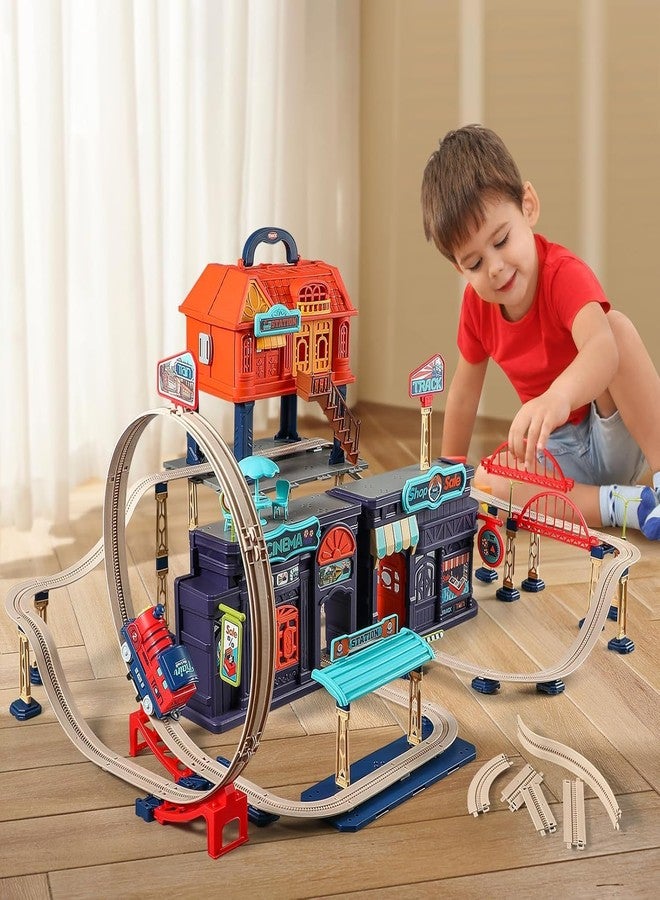SKYBUCKET City trainracketor Kids91+ PCS Buildable Railway toyor Boys Girls ges 3-7, Creative Playsetirthday Gift for Toddlers - Image 2